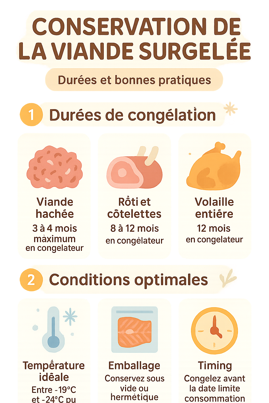 Durée de conservation selon le type de viande